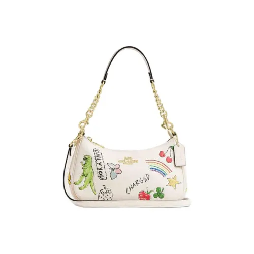 COACH Teri Коровья кожа Сумка на плечо Маленькая Женская Мел Белый