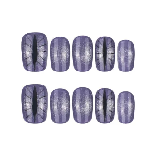 PURUITI Phantasm Purple Glow Collection Ручная работа Искусственный Ногтик Короткий LADDER Квадратный и Круглый Дизайн