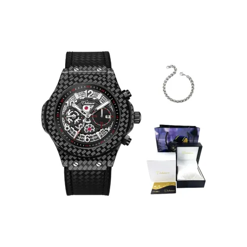 Dulunwe Автоматический Механический Механизм Силиконовый Ремешок Часы Мужские Черный Циферблат