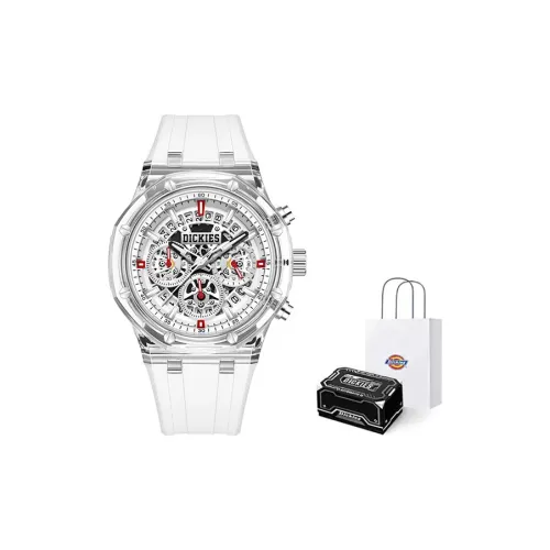 Dickies Мужские часы Кварцевый механизм Силиконовый ремешок Белый циферблат