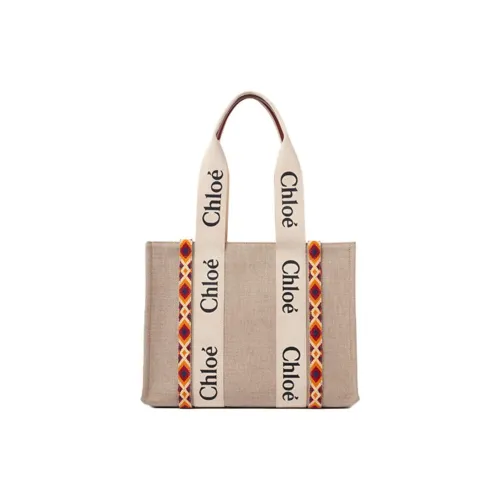 Chloe Древесный Лён Пэчворк Гладкая Поверхность Телячья Кожа Одно Плечо Сумка Женская Бежевая и Коричневая