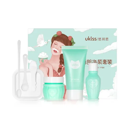 UKISS Лицо Мягкий Набор Красота Коррекция Pure Нежно-розовый+Pure Мягкий Крем+Aloe Vera Gel+Инструменты для макияжа