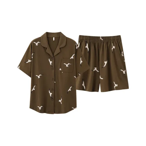 XIAFENYAN Пижамный комплект женский коричневый