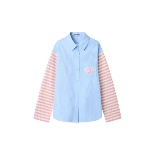 ANDREA MARTIN Голубой и розовый Полосы Женские Рубашки