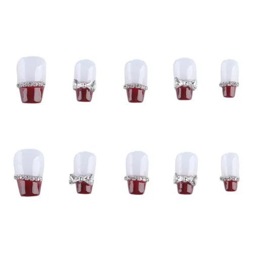 SHANGSHIQIN Французская элегантность ручная работа 20 мм False Nail осветляющий короткий LADDER бордовый градиентный