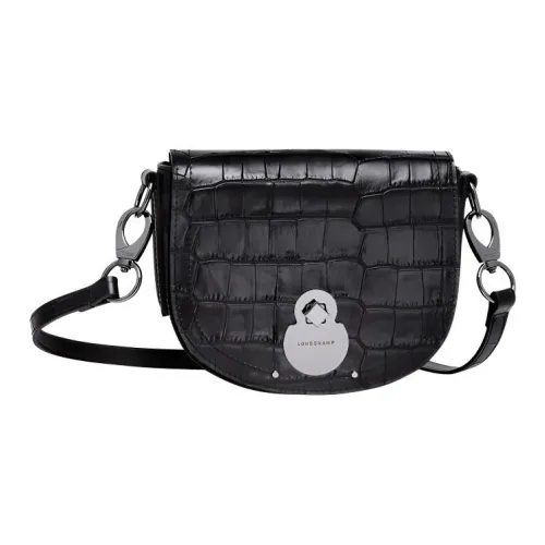 LONGCHAMP Cavalcade Корова Кожа Плечевая Сумка Женская Черная