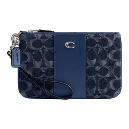 COACH Essential Denim утонченный телячья кожа кожа клатч маленький женский темно-синий и смешанный цвет