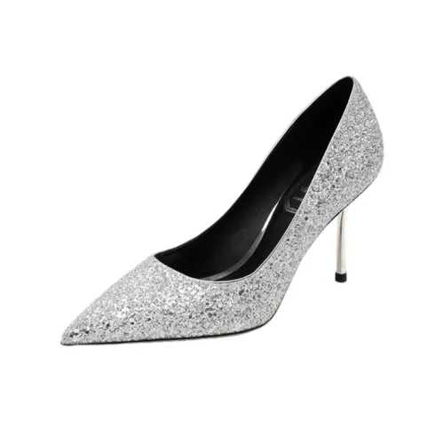 Houseofavenues Узкий каблук Высокие каблуки Женские Серебряные