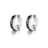 Серьги-клипсы "Ритм" из стального блестящего металла, 1 пара (черный, белый)