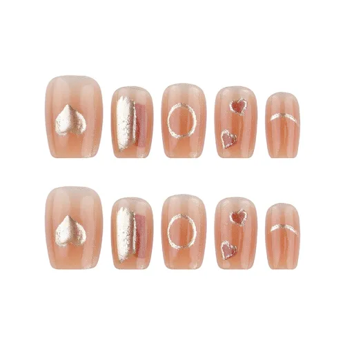 SHANGSHIQIN Мода Элегантность Ногти Премиум Сердце Позолота 20 мм Короткий ЛАДДЕР Оранжевый Градиент