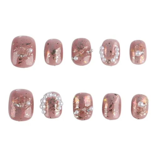 SHANGSHIQIN Модный Мягкий False Nail Светлый Жемчужный с Премиум Feel 15 мм Короткий Квадратный Короткий STEP Нежно-розовый Однотонный