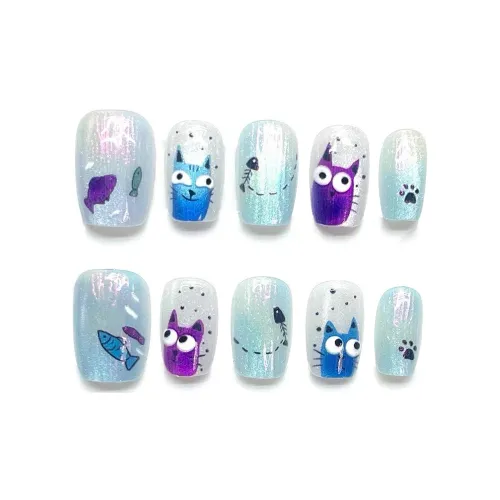 SHANGSHIQIN Причудливый Креативный Осветляющий Элегантность Короткий Оболочка Красный глаз Милый Мягкий 20mm Короткий LADDER Синий Размытый