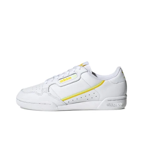Adidas Originals Continental 80 Устойчивые к истиранию Низкие Кроссовки для скейтбординга Женские Белые Желтые