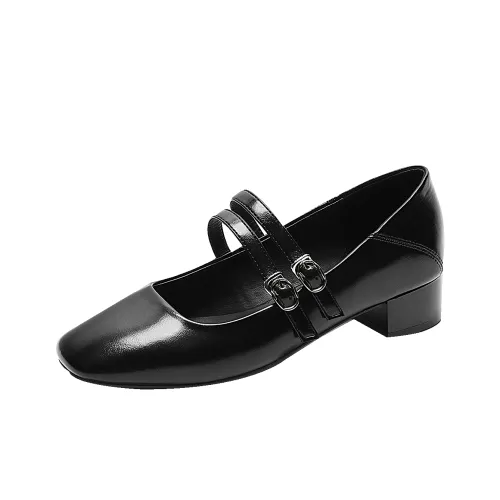 GUDIANFENGDU Грубый каблук Туфли Мэри Джейн Женские