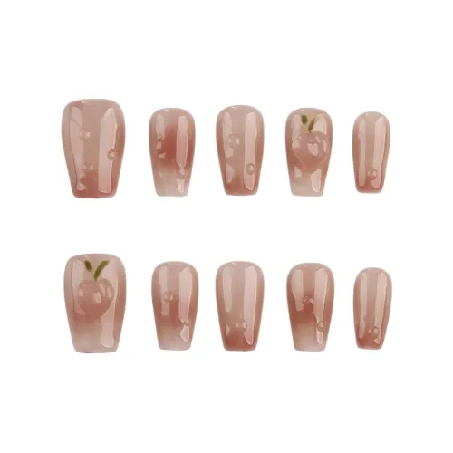 SHANGSHIQIN 3D-эффект Персик Осветляющий False Nail Осветляющий Мягкий Элегантность 20 мм Короткий LADDER Коричневый Размывание