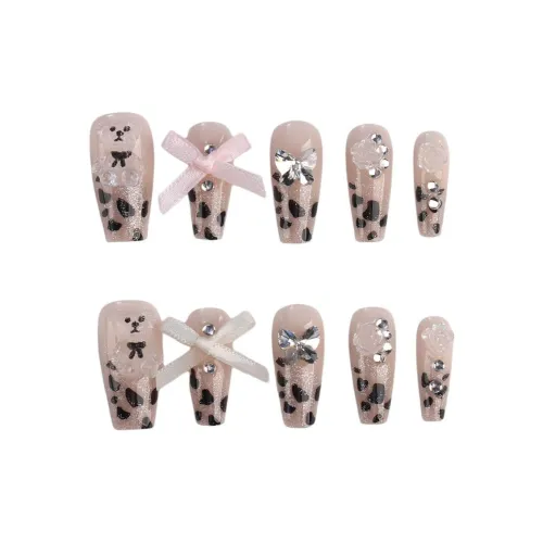 SHANGSHIQIN Urban Chic Style 3D Эффект Bowknot Leopard Print Cat Eye Осветляющий False Nail 25mm