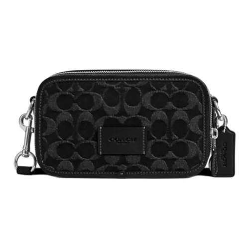 COACH Сумка через плечо из ткани с коровьей кожей маленькая мужская черная