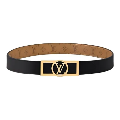 LOUIS VUITTON Телячья кожа холст металл покрытый холст аксессуары для аппаратов кожаные ремни женский черный ширина 2 см