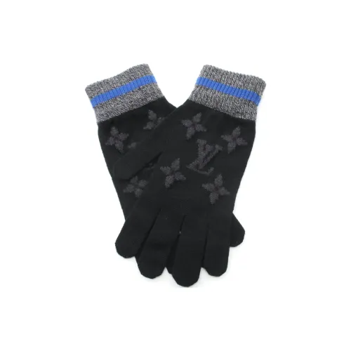 LOUIS VUITTON Шерстяные трикотажные перчатки Мужские Черные