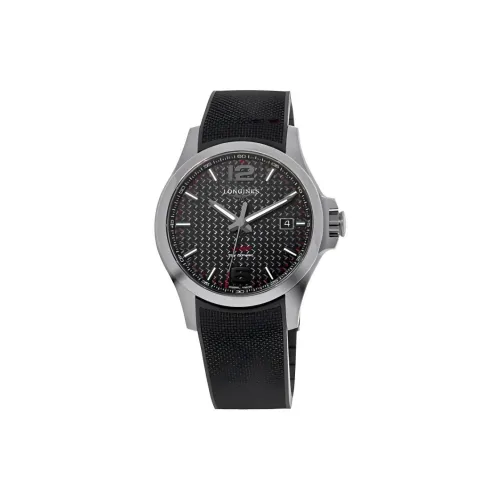 LONGINES Quartz Механизм Мужские часы Циферблат 43 мм Черный корпус Нержавеющая сталь Резиновый ремешок