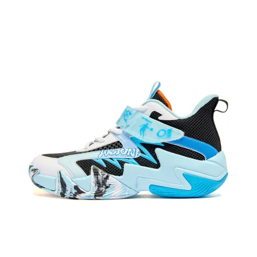 QIAODAN Амортизация устойчивый к истиранию дышащий MID Топ Детские Баскетбольные Кроссовки Небесно-Синий