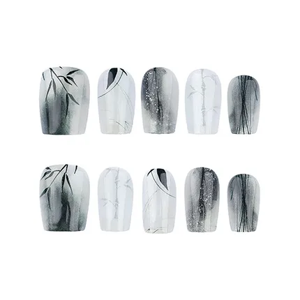 SHANGSHIQIN Китайский стиль Чернила Бусина Elegance Brightening Короткий Ногти Премиум Feel 20 мм Короткий LADDER Чернила Размывание