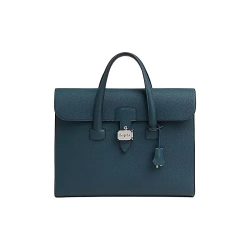 HERMES Sac A Depeches Коровья кожа Togo Сумка Женская 7P BLEU DE Prusse Прусский синий