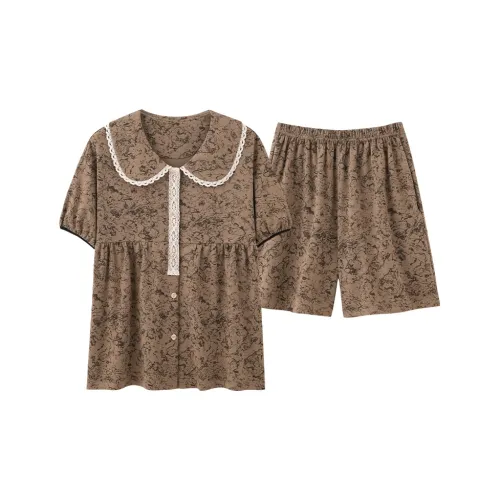 XIAFENYAN Пижамный комплект женский коричневый