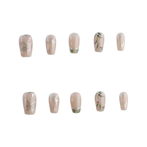 SHANGSHIQIN Мягкий Цвет Palette Осветляющий Минималистский стиль Handcrafted False Nail 15 мм Короткий LADDER Телесный Однотонный