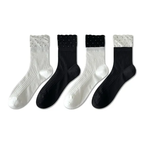 AUGUST Crew Socks Women's 4 Pack Assorted