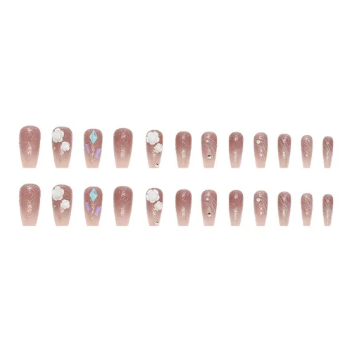 Suiyiie 3D-эффект Молочно-белый Камелия False Nail Aurora Квадратный Ромб Яркий Декор для Ногтей