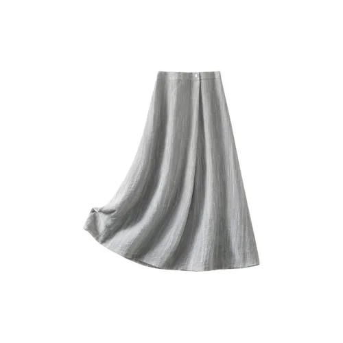 IHIMI Повседневный Длинный Юбка Женские Туманный дождь Серый