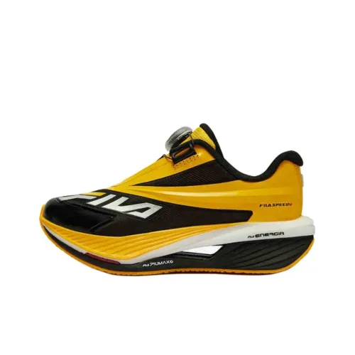 FILA KIDS BOA Slip-resistant Abrasion-resistant Low Top Детская беговая обувь Желтый Черный