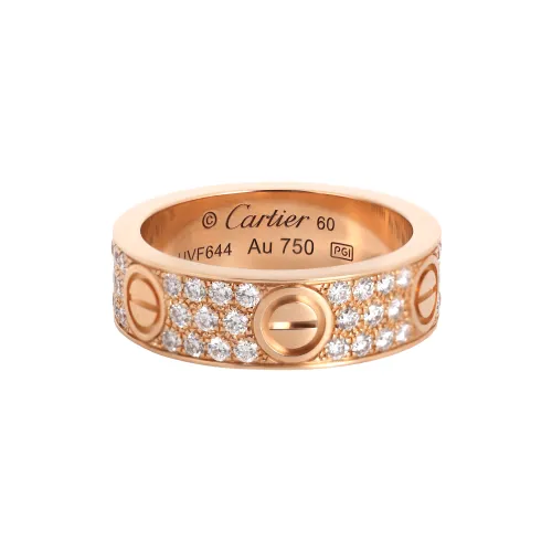 Cartier Кольцо #LOVE#, Бриллиантовое Паве Розовое Золото, Бриллианты