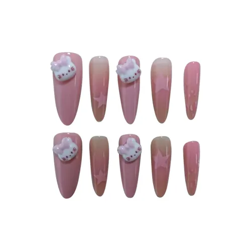 MAXFINE Молоко Кошка Розовый False Nail Длинный Ледяная прозрачность Градиентный 30MM 10 шт