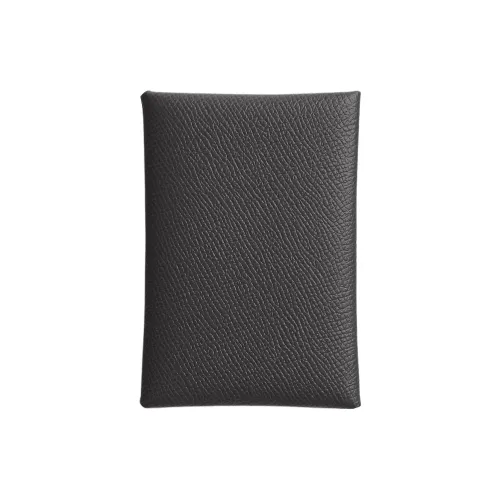 HERMES Calvi Duo Эпсомская кожа Картхолдер Женские 85 Ардизия Темно-сланцево-серый