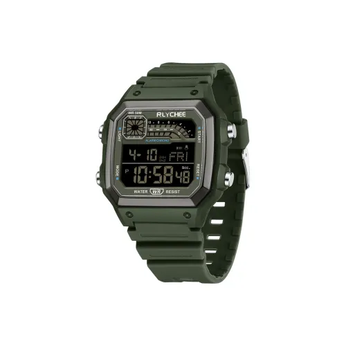 Rlychee Электронный Механизм TPU Ремешок Часы Унисекс Черный Циферблат