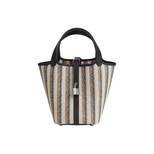 HERMES Picotin Lock Вышивка Корзина Сумка Сумка Женская Естественный Многоцветный