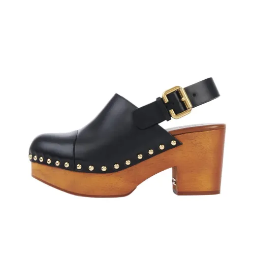 Chloe JEANNETTE Wedge Деревянные Сабо с Грубым Каблуком Высокие Каблуки 8 см Женские Черные