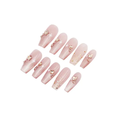 LEMONAIL Ручной работы Pure Нефритовый Elegance Brightening False Nail Средний LADDER Розовый Smudge Кошачий глаз S M L XL