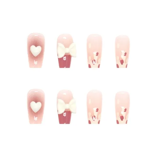 Suiyiie Мягкий Румяна Градиентный Лак для ногтей Розовый Девичий Sweetheart False Nail MID Длина Розовый Градиентный