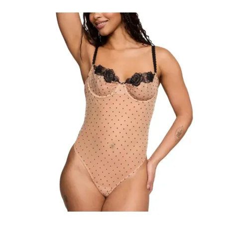 Victoria's Secret Комбинезон Женский Нюдовый Абрикосовый в Полка Дот