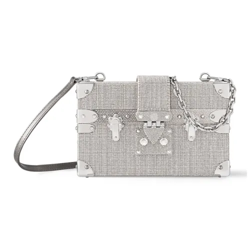 LOUIS VUITTON PETITE MALLE Искусственный кристалл с коровья кожа Сумка на плечо Стандартная Женская Серебряный