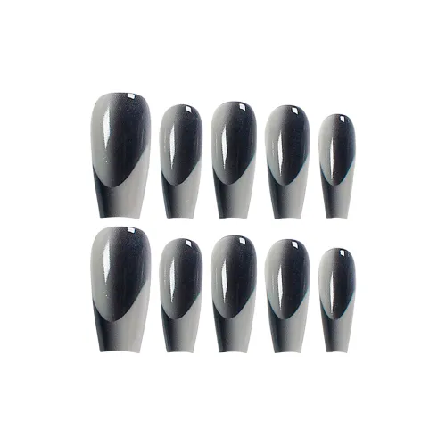 SHANGSHIQIN Французский Черный градиент Белый Премиум Белый Улучшающий Мода False Nail 25mm Средний LADDER Черный белый
