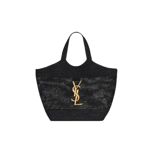 SAINT LAURENT Рафия Сумка-тоут Сумка-тоут Сумка для покупок Большая сумка Женская Черная