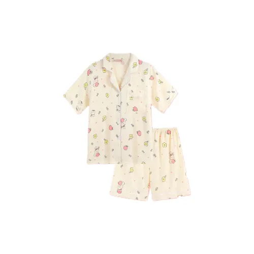 XIAFENYAN Пижамный комплект женский бежевый желтый