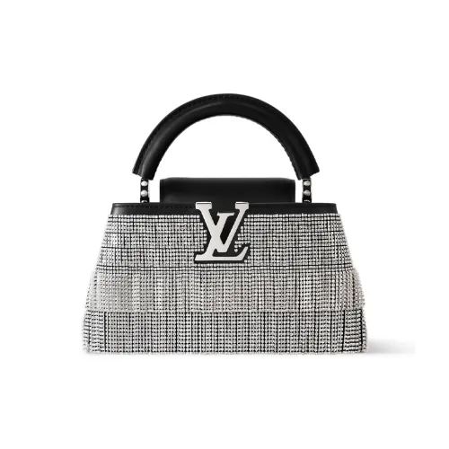 LOUIS VUITTON Capucines Коровья кожа Одно плечо Сумка Мини Женская Черный Серебряный