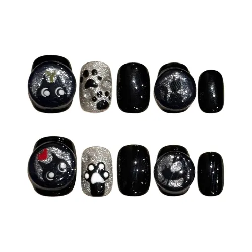 SHANGSHIQIN Креативный 3D-эффект Черный Элегантность Короткий Ногти Необычный 15мм Короткий ЛАДЬЯНКА Готический Однотонный