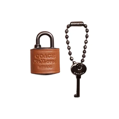 COACH Переработанный материал Шар Цепочка Замок Key Pouch Украшение Сумка Аксессуар Женские Коричневый