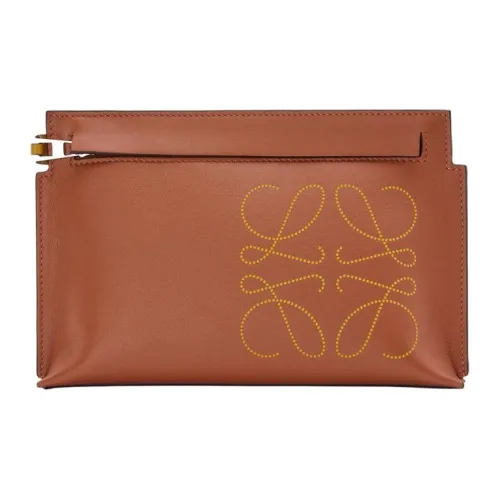 LOEWE Клатч из коровьей кожи мини женский коричневый охра